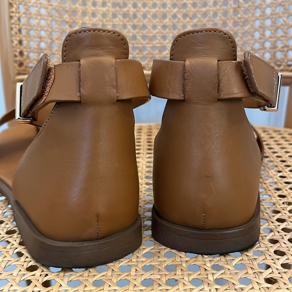 Franko Sarto Brown Leather Square Toe Sandals Slides - Picture 2 of 6